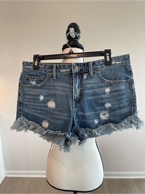 Free People denim shorts size 29 cut off fray hem distressed festival concert